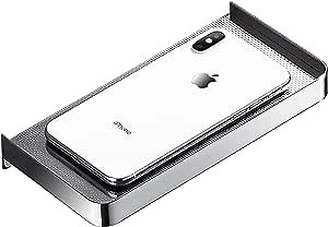 Adhesive Phone Shelf Wall Mounted for Bathroom- Toilet Paper Holders, Bathroom Toilet Cell Phone Holder, Stainless Steel Bathroom Phone Shelf with Raised Edges, Modunful