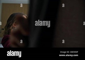 Smiling woman opening curtains in modern apartment closeup. Happy stylish brunette letting sunlight into hotel room. Positive young lady looking in window enjoy city view at vacation. Travel concept Stock Video Footage - Alamy