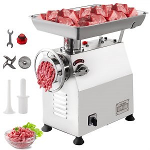 VEVOR Commercial Meat Grinder 770lbs/h Electric Sausage Maker 2200W Stainless Steel With 2 Grinding Heads & 2 Blades For Restaurants, Supermarkets, Fast Food Stores, Butcher Shops,Silver | VEVOR US