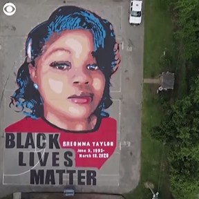 This 7,000-square-foot mural in Annapolis, Maryland is a tribute to #BreonnaTaylor Artists and volunteers painted the mural over two basketball courts. Taylor was shot and killed by police serving a search warrant at her Kentucky home in March. | Atlanta News First