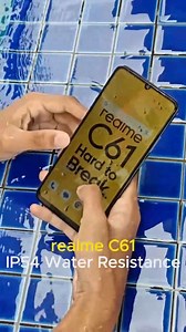 realme C61 isn’t afraid! With its IP54 water resistance, it stays tough even under pressure. #realmeC61 | realme