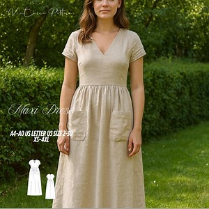 Linen Maxi Dress Sewing Pattern: Gathered Sundress, Milkmaid Style (XS-4XL) (digital Download) - Etsy