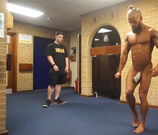 SHOWING FRIEND HOW TO POSE FOR COMPETITION