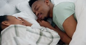 Love, Relax and Black Couple Sleeping in Bed on Weekend Morning in Their Modern Apartment. Rest, Tired and Young African Stock Video - Video of relax, love: 287590529