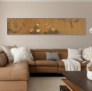 Meticulous Bird and Flower Painting on Silk, 13th Century, Chinese Antique Painting Silk Print Replica, Retro Art, Horizontal Narrow 王渊 花鸟 - Etsy