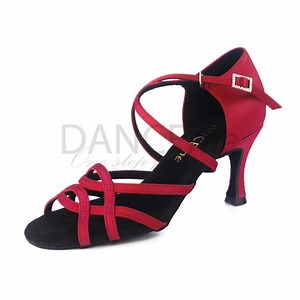 Chaussures de danse latine en satin rouge : chaussures de piste de danse salsa bachata (talon de 7,5 cm) - Etsy France
