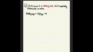 Write a balanced equation for the ionization of nitric acid...