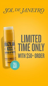 Don’t miss a FREE Brazilian Kiss Lip Cupuaçu Lip Butter 😍❄️ Swipe the ultra-indulgent balm with any $50 order. | Sol de Janeiro