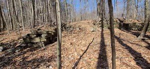 Another waypoint point found along the Huckleberry Trolley Line in Blandford. The Lafayette Camp was set up for the immigrant workers and engineers near the trolley diring construction. Also, they needed grazing land and open space for the massive amount of horses and oxen used during construction. Looks like all the old homesteads in this area were used for camps during construction. The historic photos of the camp are actually the Nye Family (Welcome) homestead. The barn cellar hole is still e