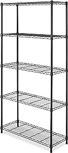 Whitmor Adjustable 5 Tier Shelving with Leveling Feet - Black