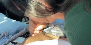 Giving my best friend head in his car