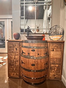 Rustic Whiskey Barrel Vanity With Custom Sink and Storage - Etsy Canada