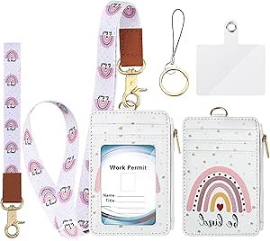 2-in-1 Lanyard Wallet with Id Badge Holder, Badges Lanyards Wallets Neck Lanyard Wrist Thread Wallet Women Lanyards for Id Badges (Be Kind Style)