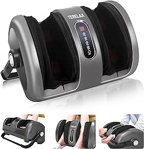 TERELAX Foot Massage Machine Shiatsu Foot and Calf Massager-Deep Kneading Air Compression with Heat Therapy Plantar Fasciitis Relieve Fatigue Feet/Calves/Arms Increases Blood Flow Circulation, Gray