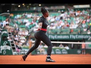 Serena Williams in catsuit oufit and ballet oufit, tutu at Grand Slams in 2018