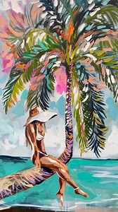 “Coco Belle “ 90x90 cm - original on Belgian linen - lay by welcome #artbybrooks #bluethumb #bluethumbartist #islandart #beachart#noosaopenstudios #noosaartist | Amanda Brooks Artist | Facebook