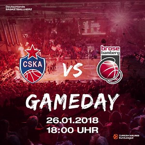 18 reactions | GAMEDAY  Vier Tage Pause, jetzt geht's international weiter im Programm! Unser drittes Auswärtsspiel in Folge führt uns zum russischen Meister und aktuellen Turkish Airlines EuroLeague-Tabellenführer CSKA Moscow! Im Hinspiel kassierten wir eine deutliche Niederlage - wie geht's heute aus? #GameON | Bamberg Baskets | Facebook