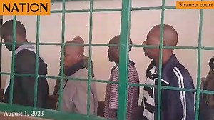 https://nation.africa/ Paul Mackenzie and his 29 accomplices arrive at Shanzu Court Paul Mackenzie, his wife Rhoda Maweu and 29 accomplices appear before Shanzu Court, after being in detention for almost three months. The state is expected to inform the court on the next course of action, whether they will be charged or not. Also present at the court are 41 victims who were rescued from the Shakahola forest. The victims were made suspects after investigations revealed that the victims had gone t