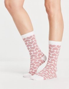 Women'secret heart print ankle socks in cream/pink | ASOS