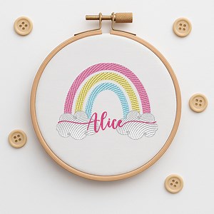 Stickmuster Regenbogen mit Namen - 4x4 Stickrahmen - Etsy.de