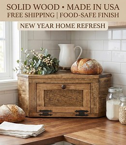 Solid Wood Corner Bread Box - Wood Breadbox Counter Rustic Farmhouse Kitchen Storage Primitive Kitchen Modern Farmhouse Kitchen Potato Bin - Etsy