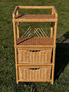 Handmade Wicker Dresser Cabinet | Rattan Storage Shelf With Drawers | Eco-friendly Organizer | Rustic Woven Chest | 90 Cm Tall - Etsy