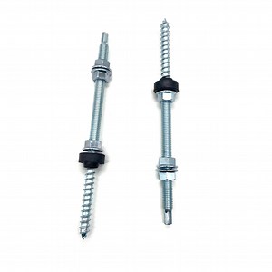 [Hot Item] M10X200/250/300/350 HDG Blue Zinc Plating Solar Tin Roof Mounting Dowel Screws Hanger Bolt with Flange Nut and EPDM Washer