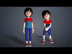 3D Cartoon Boy Rigged Character Animation Ready Model for Maya Unity iClone Etc