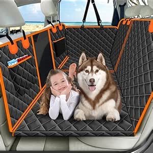 Back Seat Extender for Dogs Anti-Slip Dog Car Seat Cover Hard Bottom Backseat Extender for Pets with Mesh Window for Car,Truck,SUV (GGYCQ101-GZ)