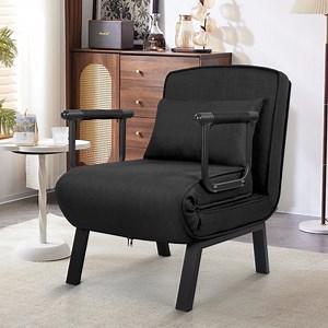Hawsaiy Convertible Sleeper Leisure Recliner, Adjustable Lounge Chair, Arm Chair, and Sofa Bed,Black