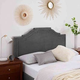 Eleganza Home Enrico Steel Plush Small Double 26 Inch Strutted Headboard