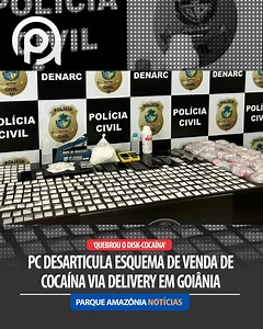 iPóod | A Polícia Civil deflagrou nesta sexta-feira (16), a Operação "Disque-Cocaína", com objetivo desmantelar uma associação criminosa voltada ao tráfico de drogas via delivery, que atuava em Goiânia e região metropolitana. Dois integrantes da associação cuidavam dos pedidos dos usuários, cuja carteira de clientes cadastrados somavam 2.000 mil contatos. Foram identificados ainda os dois chefes dos entregadores, que recrutavam e repassavam aos motoboys as porções de cocaína para distribuição. F