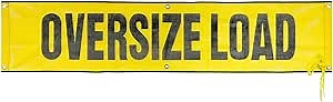 Mytee Products 18"x84" Oversize Load Sign w/Grommets & Rope - Mesh Wide Oversized Load Banner for Trucks, Vehicles, Trailer - Semi Truck Accessories