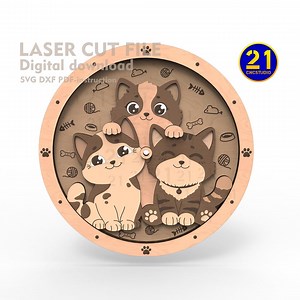 Cat Clock Laser Cut File: 3D Layered Design (digital Download) - Etsy