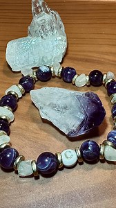 Fixing Bracelets Amethyst & Rose Quartz Rose Quartz & plastic pearl beads - by Dad & Ebi | Misfit Magic Beads