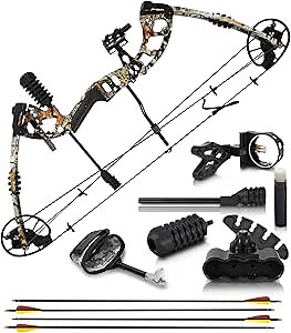 Creative XP Compound Bow and Arrow for Adults and Youth – Hunting Bow Archery Set with 4 Arrows, Fully Adjustable for Women and Youth 30-70 LBS, 24.5-31”, 320 FPS Speed, 5 Pin Sight, Quiver