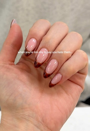 Beautiful French Tip Nails with Tortoiseshell Design