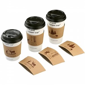 [Hot Item] Disposable Cardboard Kraft Paper Coffee Cup Sleeve Holder for 16oz Paper Cups Kraft Sleeve