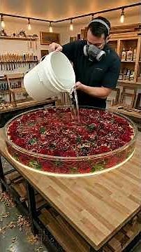 DIY Red Rose Epoxy Resin Table (Satisfying Process) 🌹