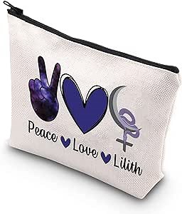 TSOTMO Mythology Gift Sigil Of Lilith Gift Peace Love Lilith Gift For Women Zipper Pouch Makeup Bag (Peace Love Lilith)