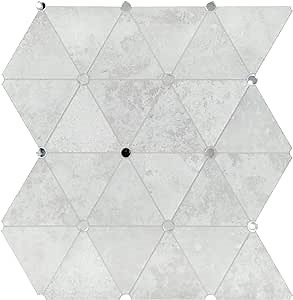 The Tiles plaza Diamond Backsplash Peel and Stick. Glass Mirror Stick on Tile for Kitchen Bathroom Fireplace. Cement Grey Wall Tile, 1 Sheet