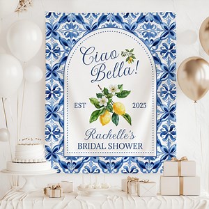 Mediterranean Lemon Bridal Shower Backdrop, Italian Summer Bridal Shower Decorations, Ciao Bella Photo Backdrop, Amalfi Coast Welcome Sign - Etsy