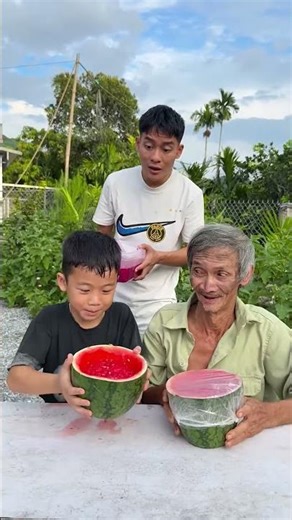 The grandfather and his two grandsons playfully tease and prank each other in a super cute way. #...