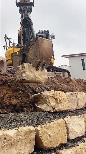 Limestone retaining wall construction process