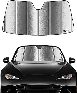 Windshield Sunshade for Mazda MX-5 Miata 2016-2025, Metallic Silver Finish