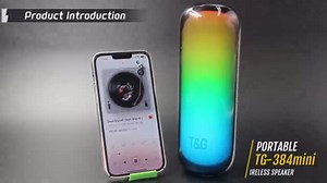 T&G Bluetooth Speaker with RGB Lights, 15W Loud Stereo Sound, IPX4 Waterproof Shower Speaker, 24H Battery Portable for Outdoor Party Beach Pool