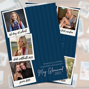 Graduation Party Invitation - Memory Lane Polaroid | Editable Grad Party Template - Canva - Etsy