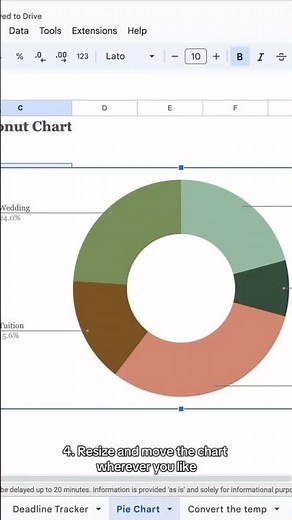 How to Create a Donut Chart in Google Sheets💨 #googlesheetstutorial