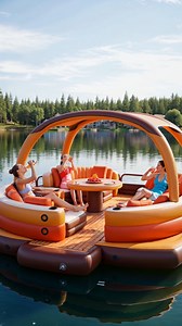 Inflatable pontoon boat lake floats! | Idea Hatchery