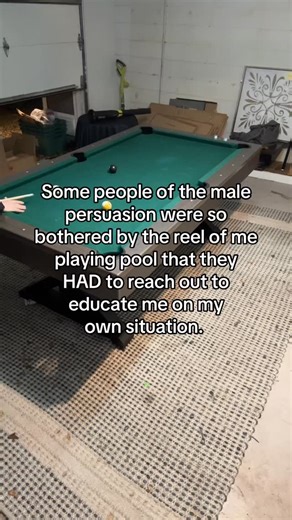 Enjoying me playing pool badly on my cheap ass pool table, because I sure do! #feralforties | Stacey Rourke